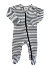 SIIX Black Stripe / Organic Ribbed Zip Footie